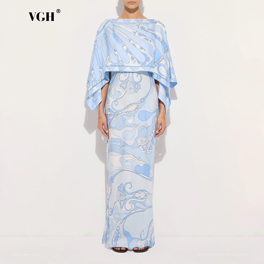 Women'S Formal Wear Suit - VGH Jasnoniebieski Abstrakcyjny Wzór Dwuczęściowy Zestaw