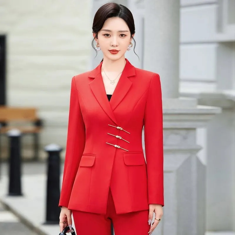 Women Formal Wear Blazer Set - 2025 Fashion White Red Black Blazer