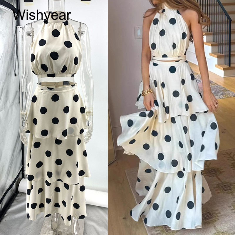Shift Dress Sleeveless - Komplet Wishyear w groszki: dopasowany, bezrękawnikowy