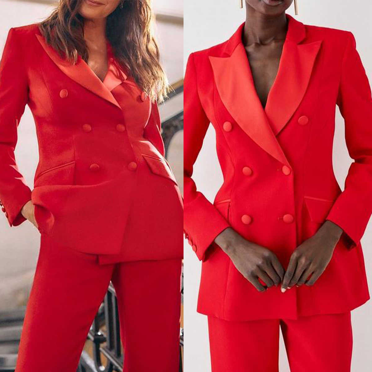 Women Formal Wear For Graduation - Formalne czerwone damskie garnitury ze spodniami