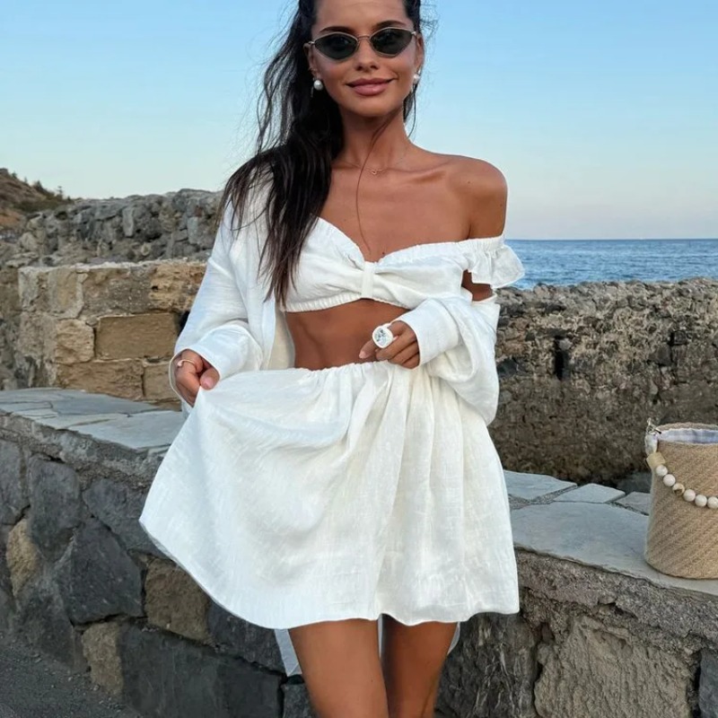 Shift Dress Sleeveless - Damski letni komplet: top na ramiączkach,
