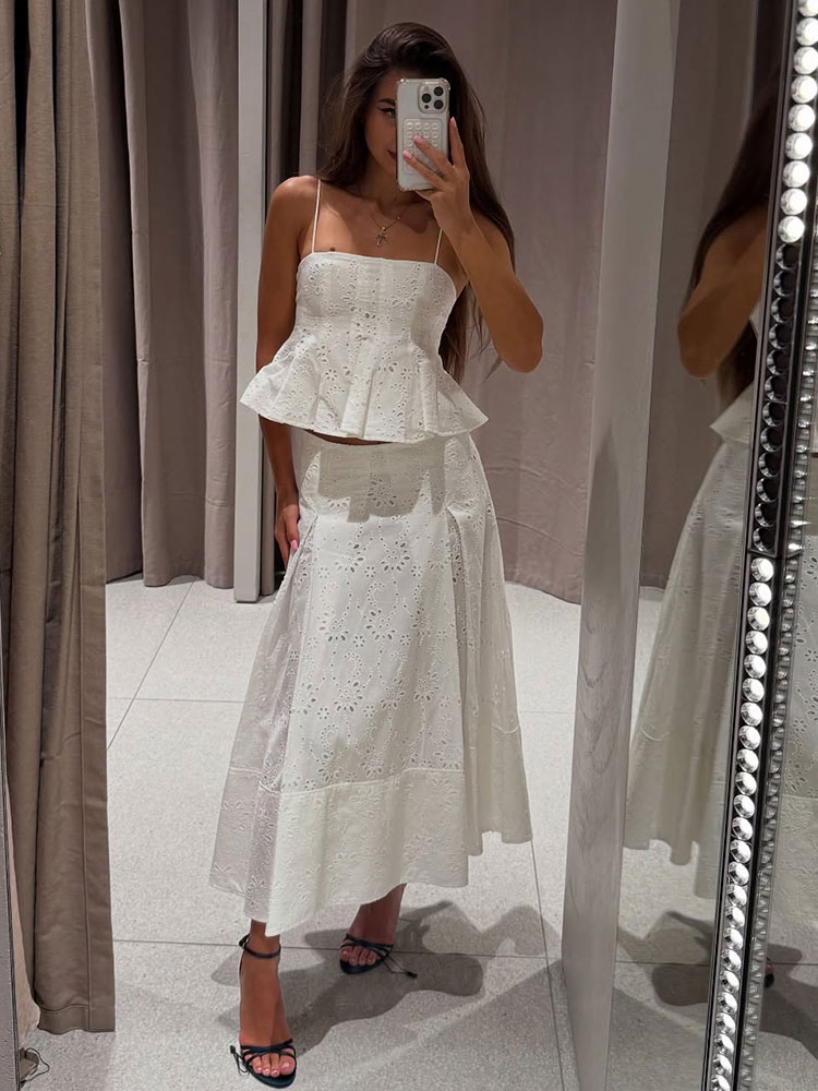 Women Formal Wear For Summer - Elegancki letni komplet damski: bezrękawnik na
