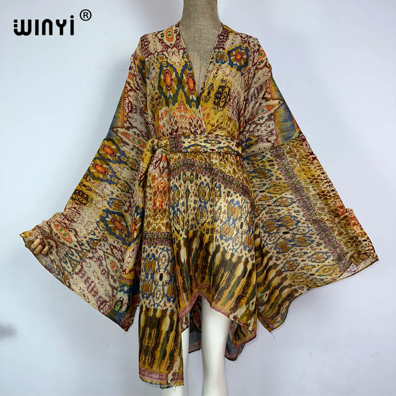 Young Women'S Formal Wear - Kimono WINYI z paskiem letni kwiatowy
