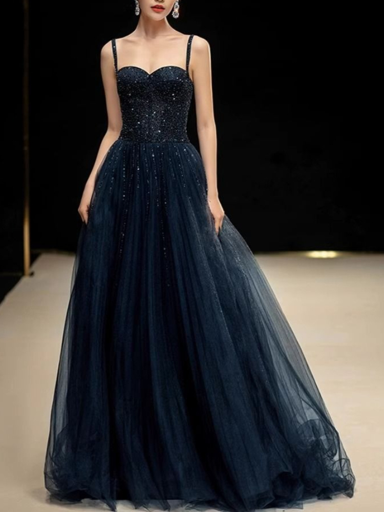 Women Formal Wear For Graduation - Elegancka Sukienka Wieczorowa w Kolorze Granatowym