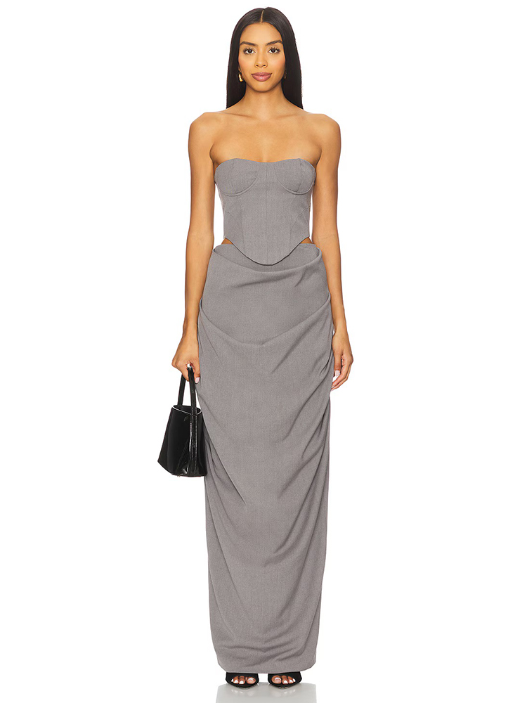 Shift Dress Sleeveless - Szary Zestaw Sukienek z Odkrytymi Ramionami,