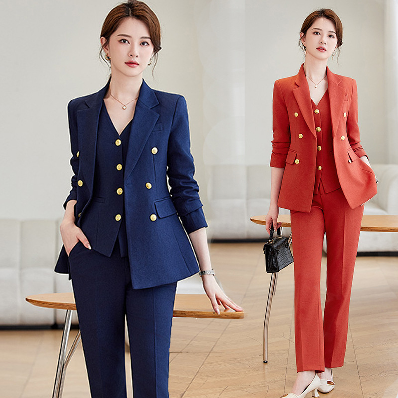 High End Women'S Formal Wear - Granatowy komplet garniturów dla kobiet, wiosenna