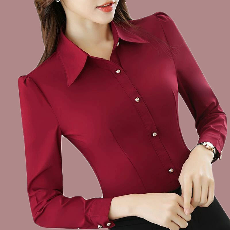 Women'S Formal Wear Suit - Czerwone koszule damskie z długim rękawem