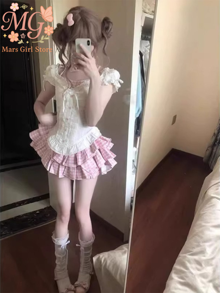 Women Formal Wear For Summer - Japońskie Kawaii Lolita Słodkie Komplety Dwuczęściowe