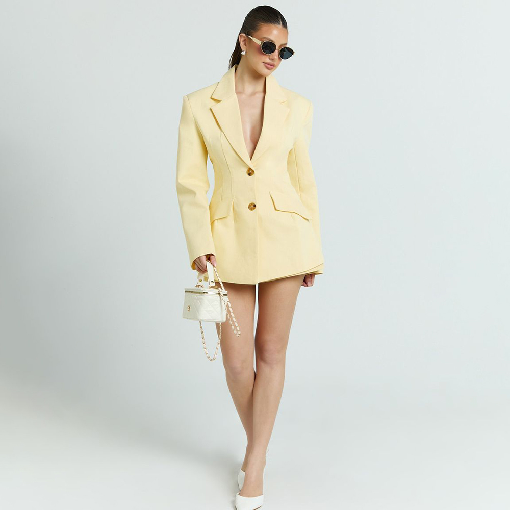 Jasnożółty damski dwuczęściowy – Yellow Formal Wear Women recenzja i cena