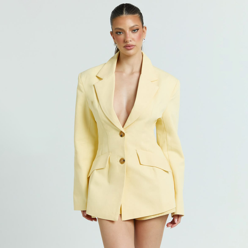 Jasnożółty damski dwuczęściowy – Yellow Formal Wear Women recenzja i cena