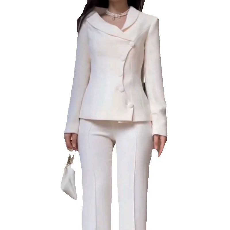 Damski biały garnitur 2-części – Women Formal Wear Blazer Set recenzja i cena
