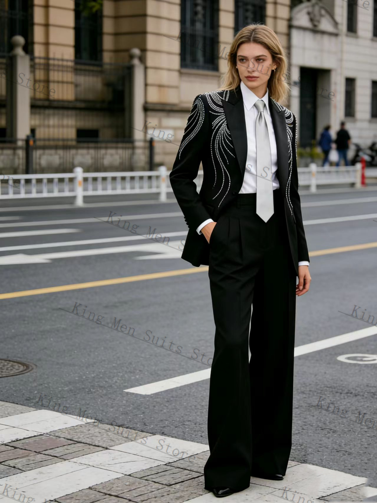 Czarny damski garnitur 2-częśc – Women Formal Wear Blazer Set recenzja i cena