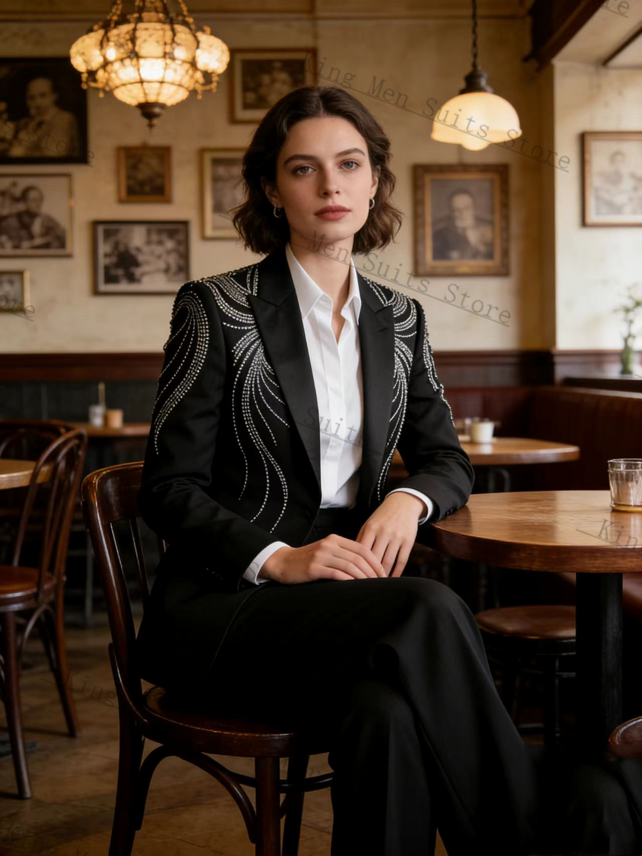Czarny damski garnitur 2-częśc – Women Formal Wear Blazer Set recenzja i cena