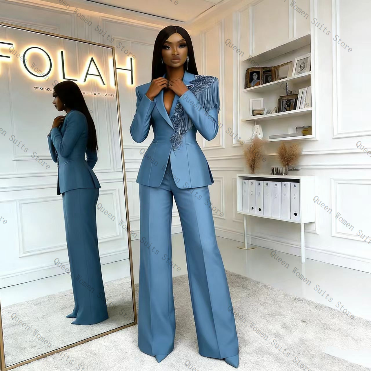 Damski garnitur z frędzlami, n – Women Formal Wear Blazer Set recenzja i cena