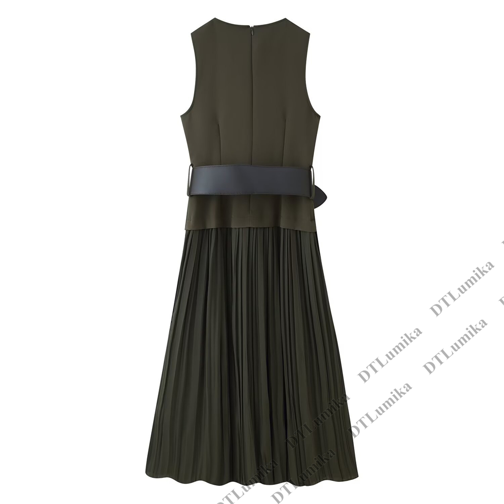 Damska oliwkowa zielona sukien – Women Formal Wear Belt recenzja i cena