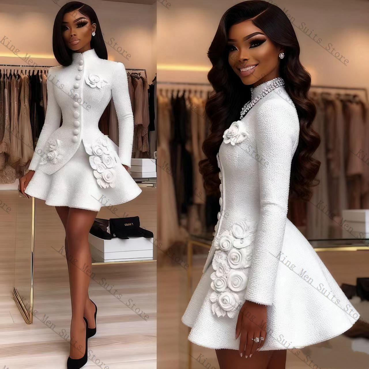 Luksusowy biały damski garnitu – Women Formal Wear Blazer Set recenzja i cena