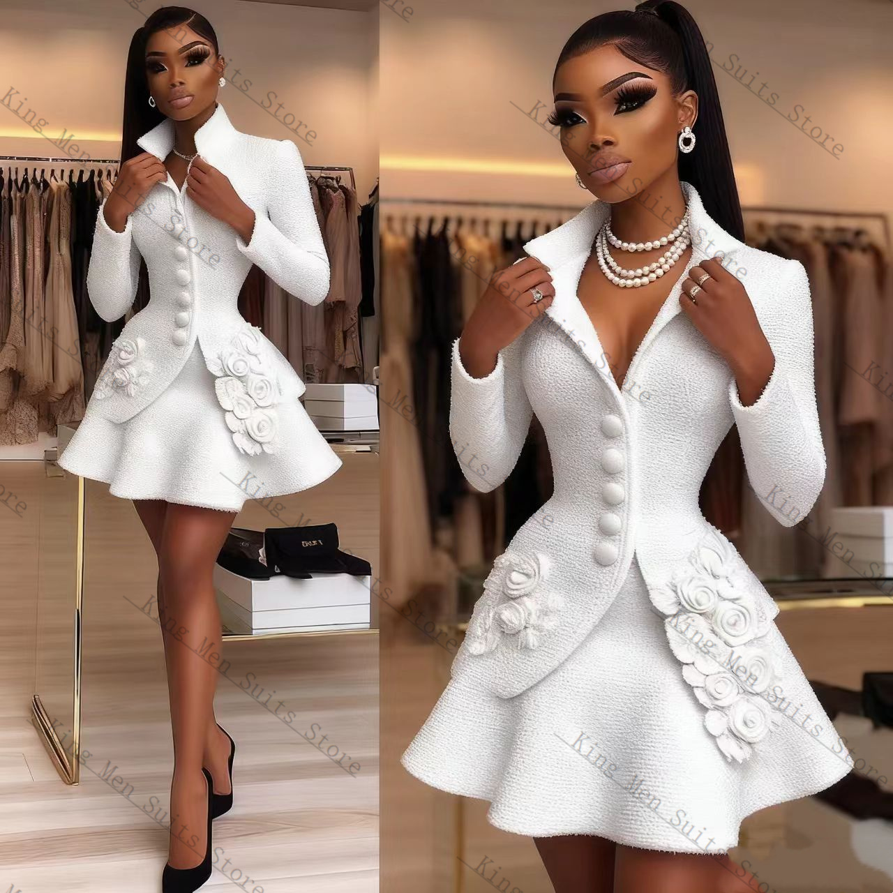 Luksusowy biały damski garnitu – Women Formal Wear Blazer Set recenzja i cena