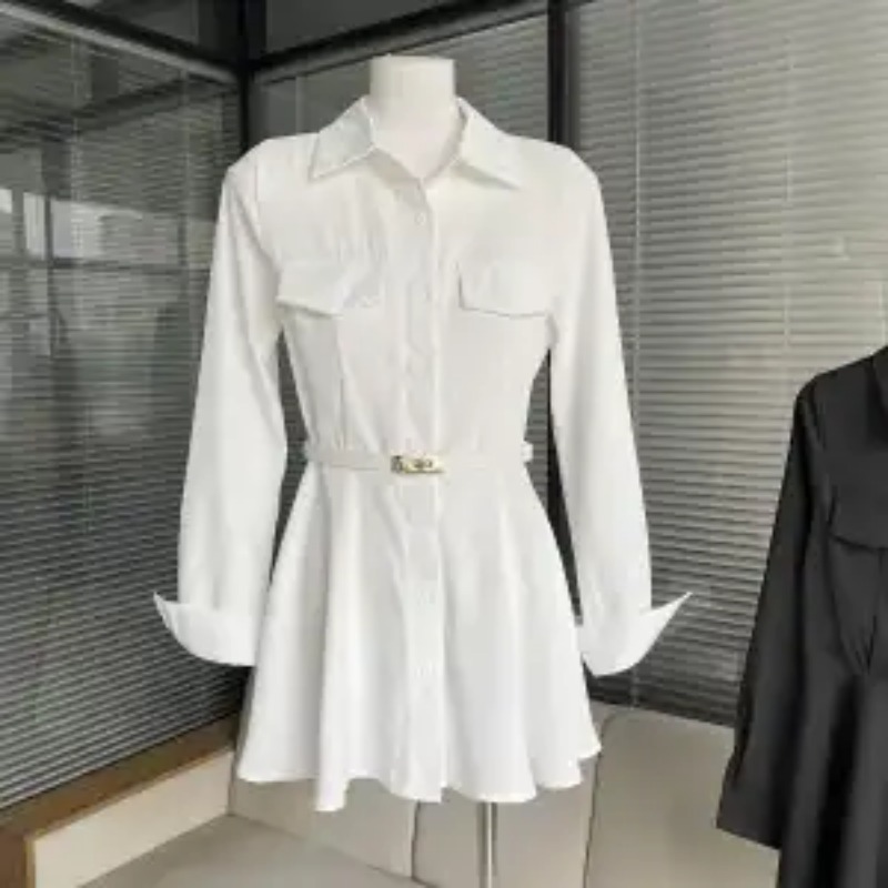 Damska czarna sukienka koszulo – Women Formal Wear Stitching recenzja i cena