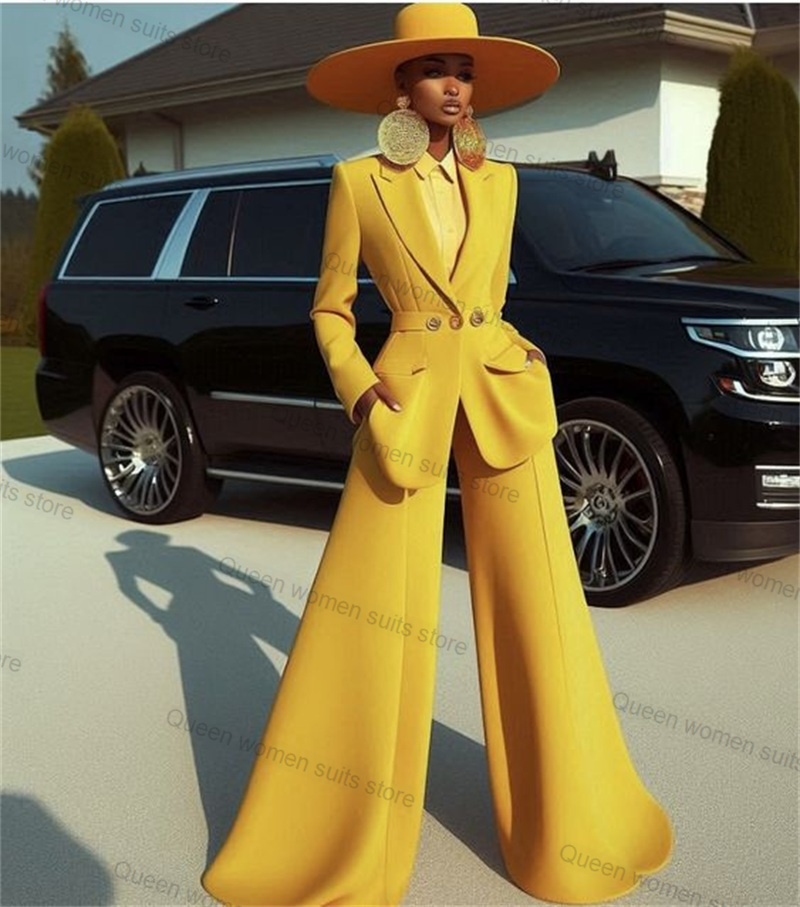 Żółty bawełniany komplet garni – Yellow Formal Wear Women recenzja i cena