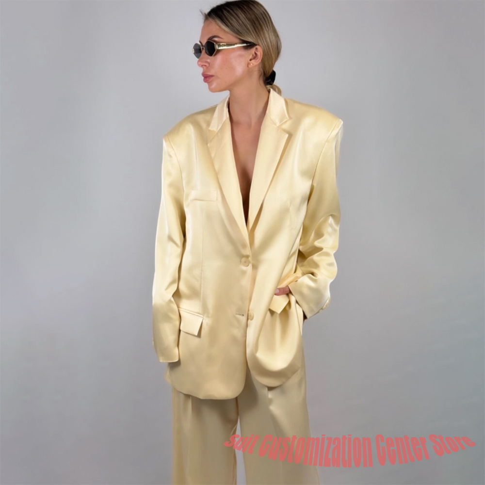 Damski żółty satynowy komplet  – Yellow Formal Wear Women recenzja i cena