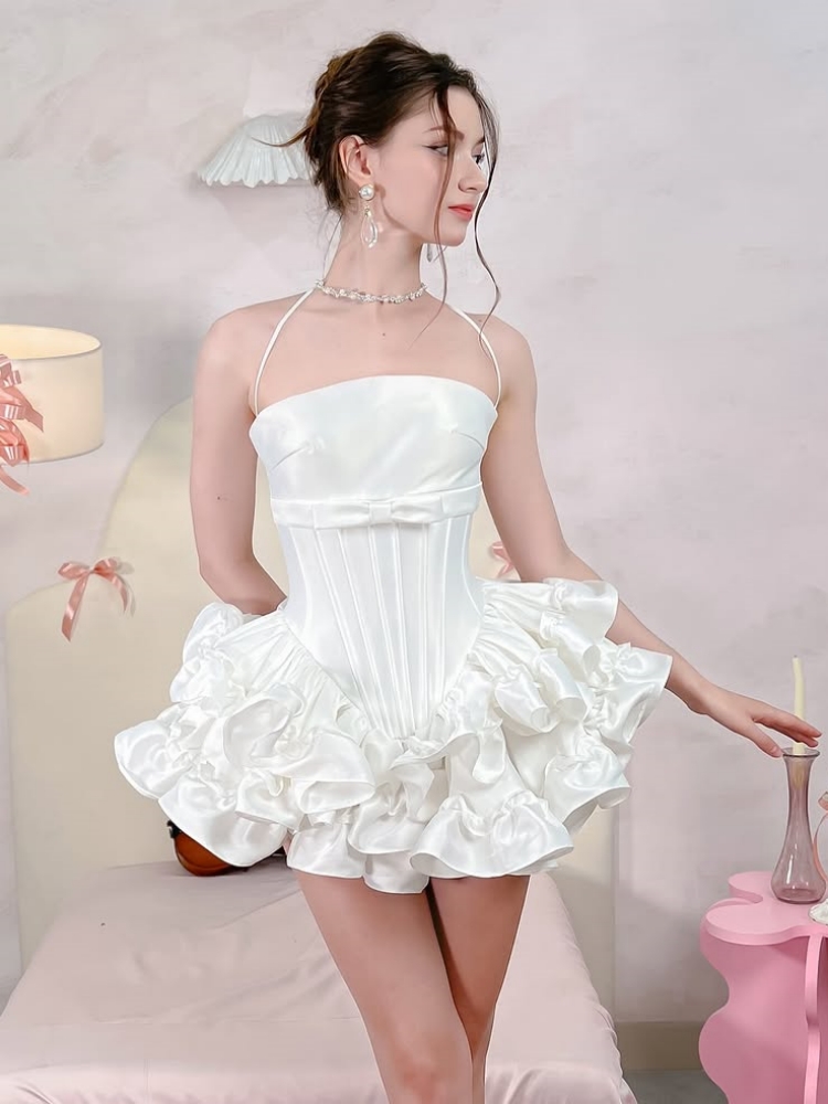 Women Pink White Lace-up Dress – Shift Dress Sleeveless recenzja i cena