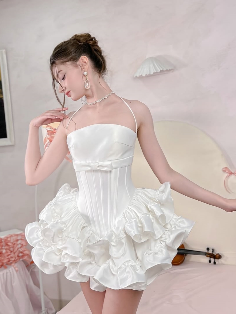 Women Pink White Lace-up Dress – Shift Dress Sleeveless recenzja i cena