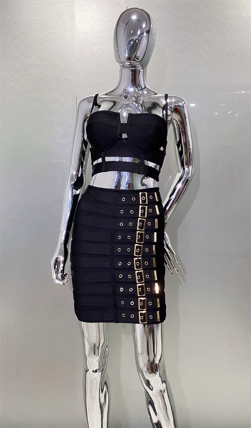 Czarno-biała sukienka bandażow – Women Formal Wear Belt recenzja i cena
