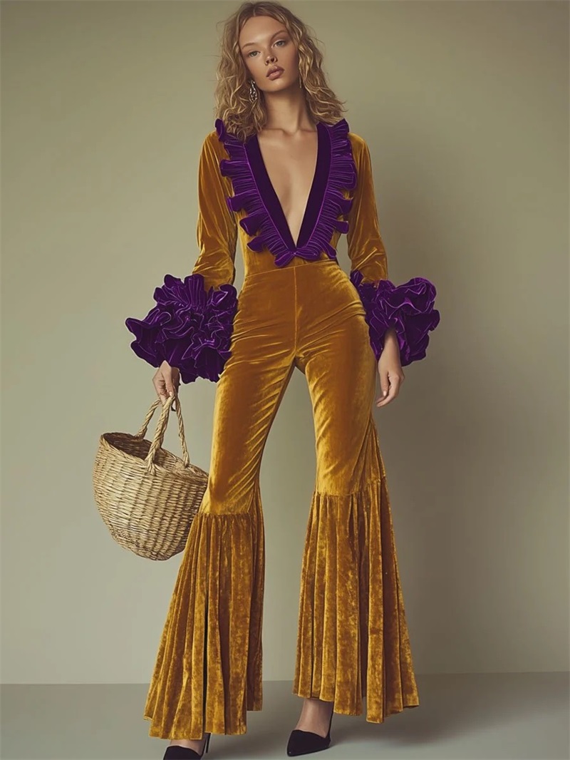 Żółto-fioletowy aksamitny komb – Yellow Formal Wear Women recenzja i cena