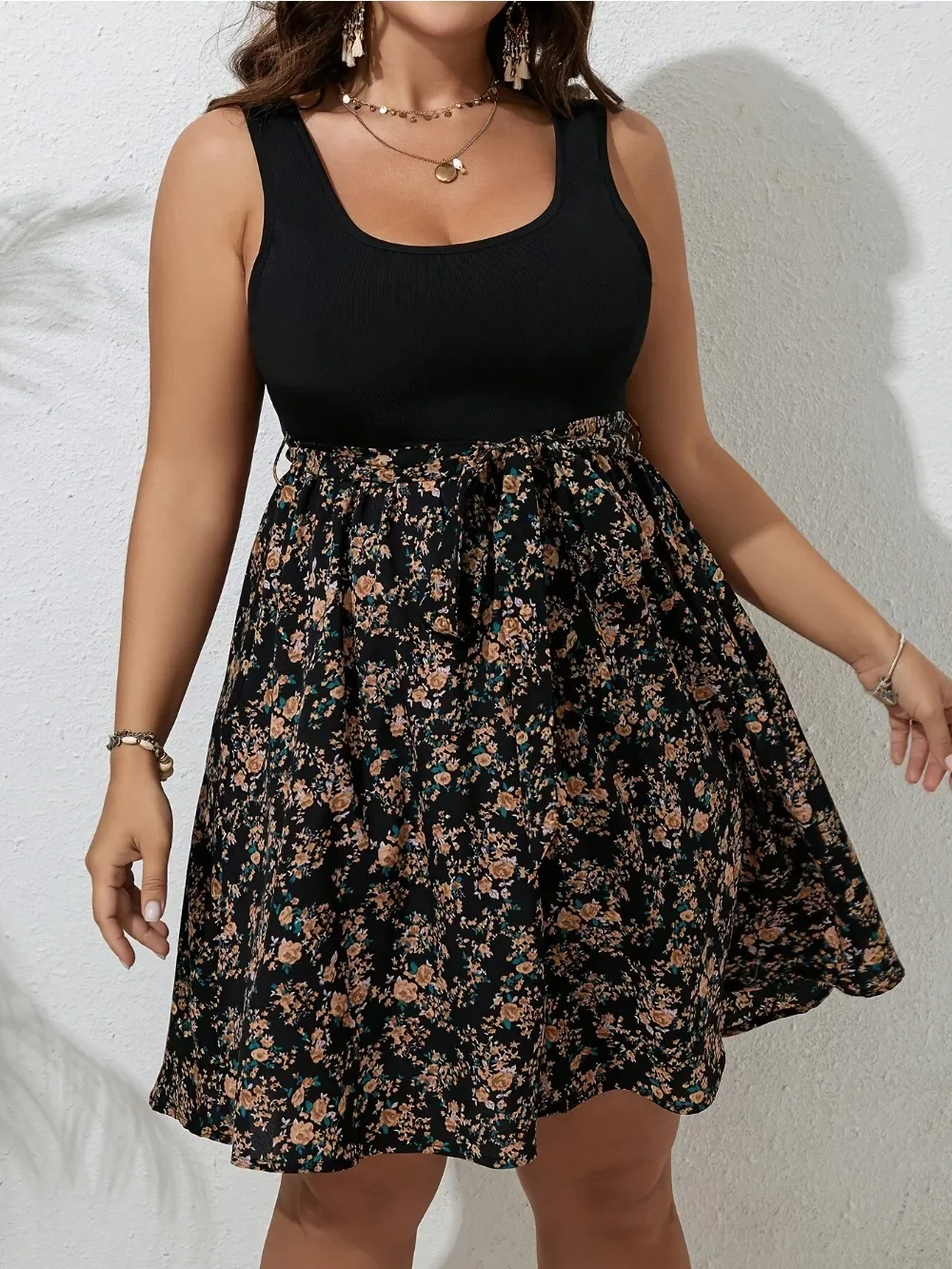 Plus Size Dress Summer Knit Fl – Shift Dress Sleeveless recenzja i cena